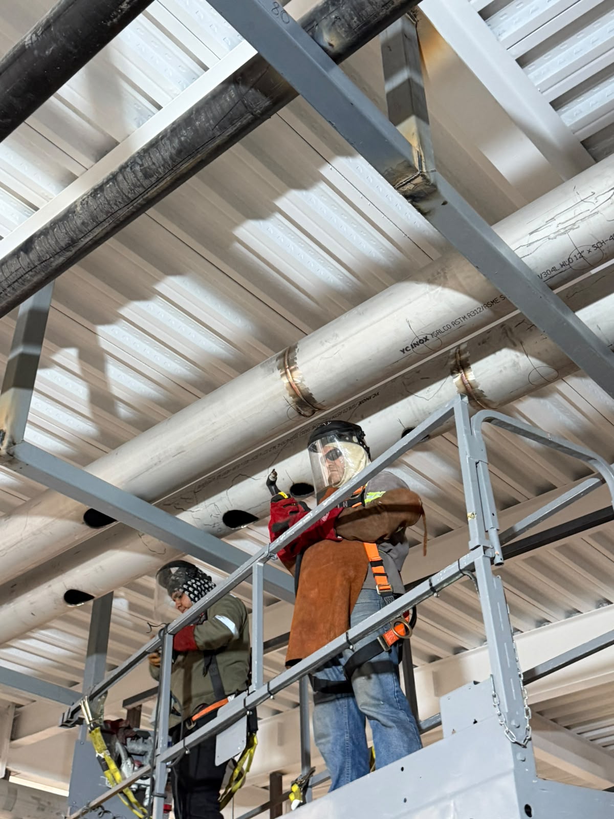 Team members validating construction readiness on site
